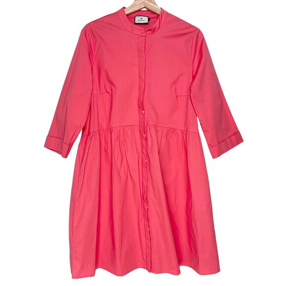 NWOT Tuckernuck Royal Shirt Dress Poppy Pink Preppy Barbiecore | SZ L - Picture 3 of 12